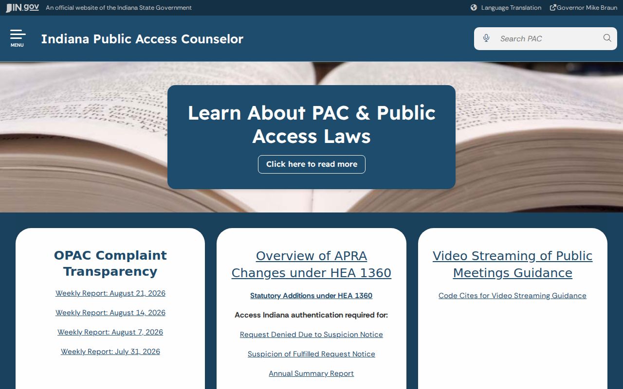 Indiana Public Access Counselor guidance for Crawford civil record requests