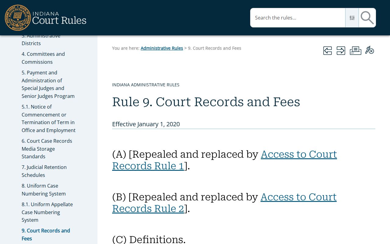 Indiana Administrative Rule 9 governing Crawford criminal docket access
