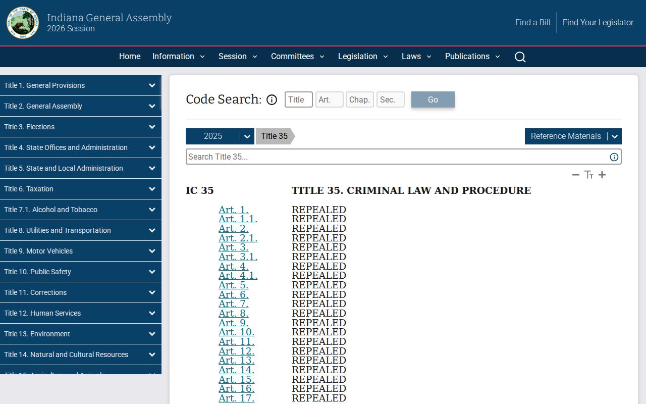 Indiana criminal and expungement statutes relevant to Crawford dockets