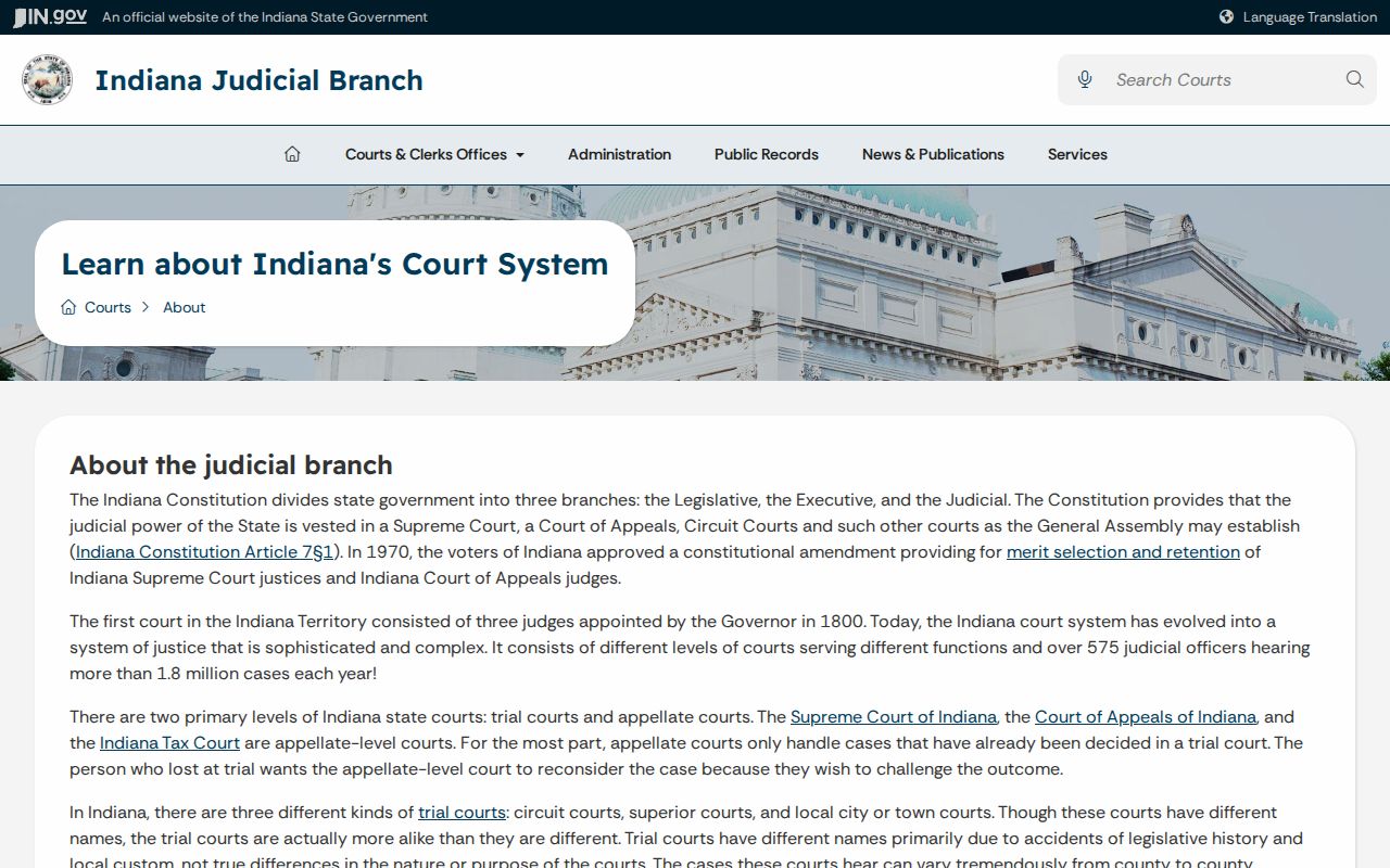Indiana court structure for Crawford County court docket routing