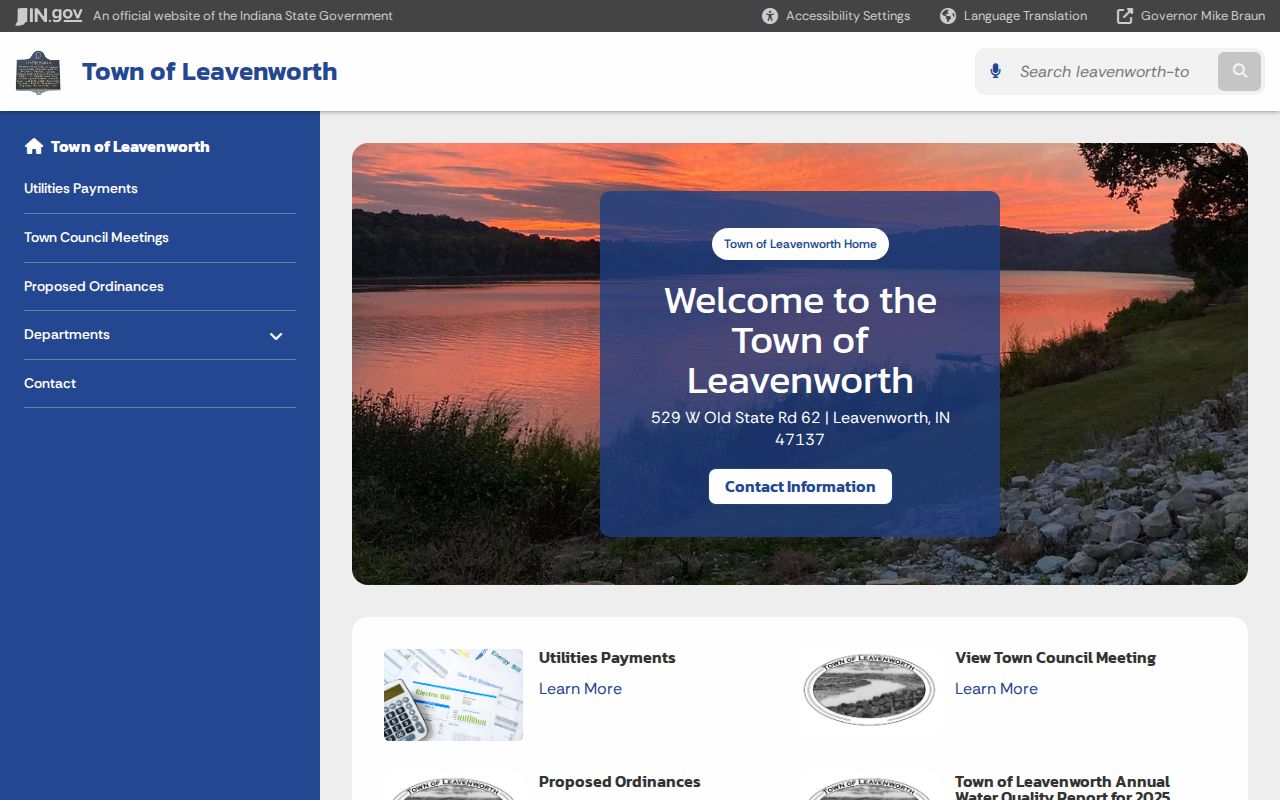 Official Indiana page for the Town of Leavenworth