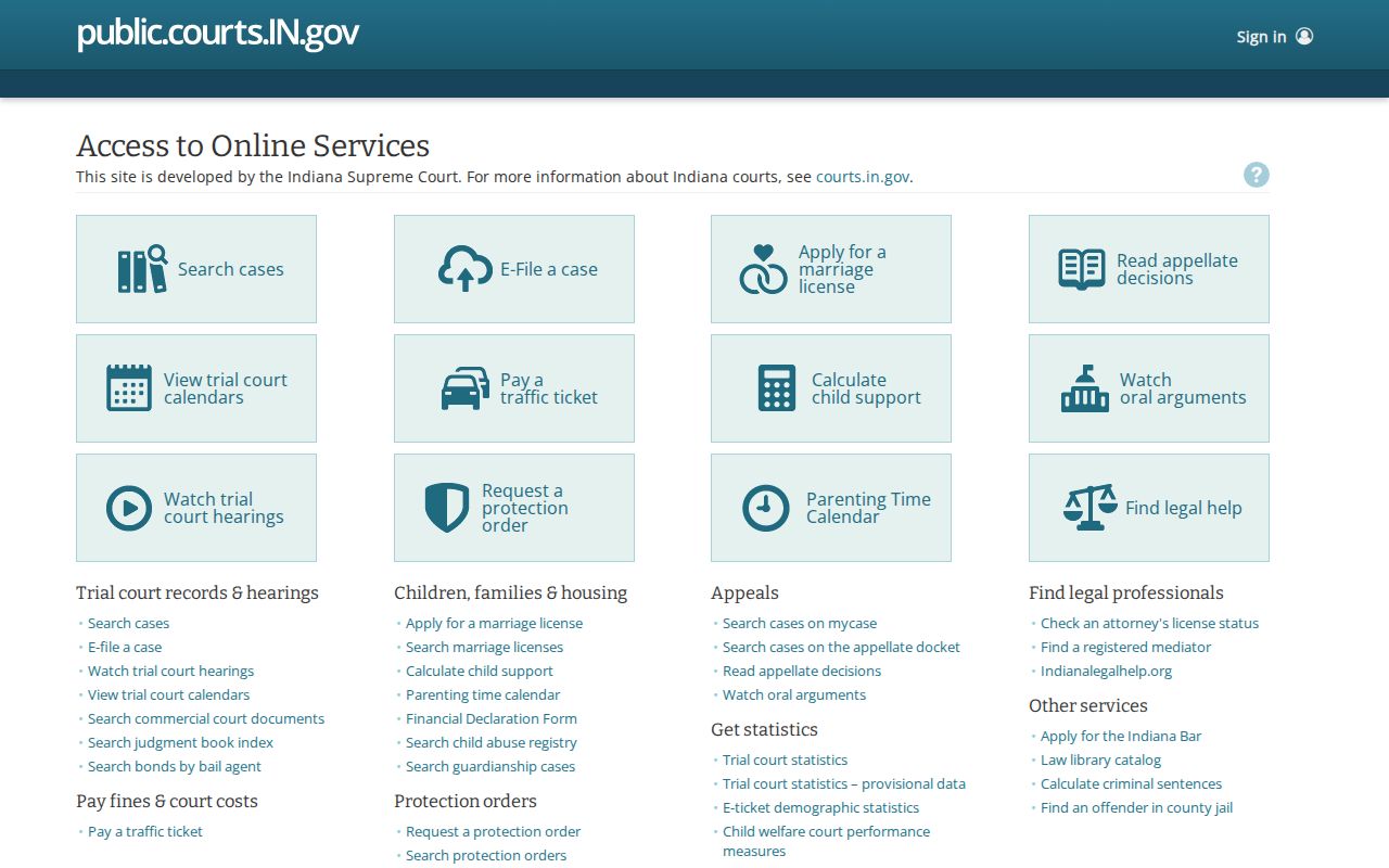 Indiana Court Calendar data service used for Marengo research