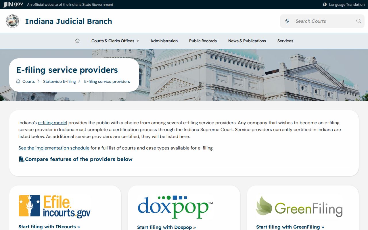Indiana certified electronic filing service providers
