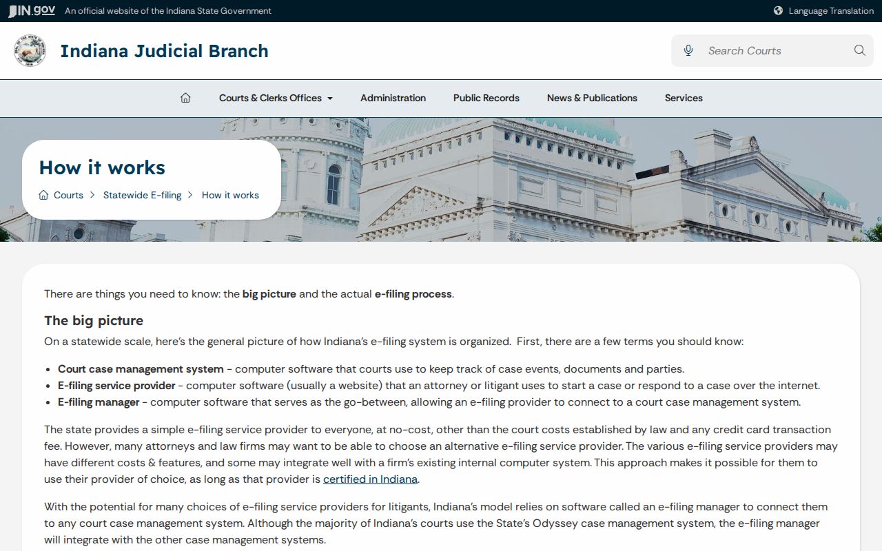 How Indiana e-filing works for Crawford Circuit Court filings