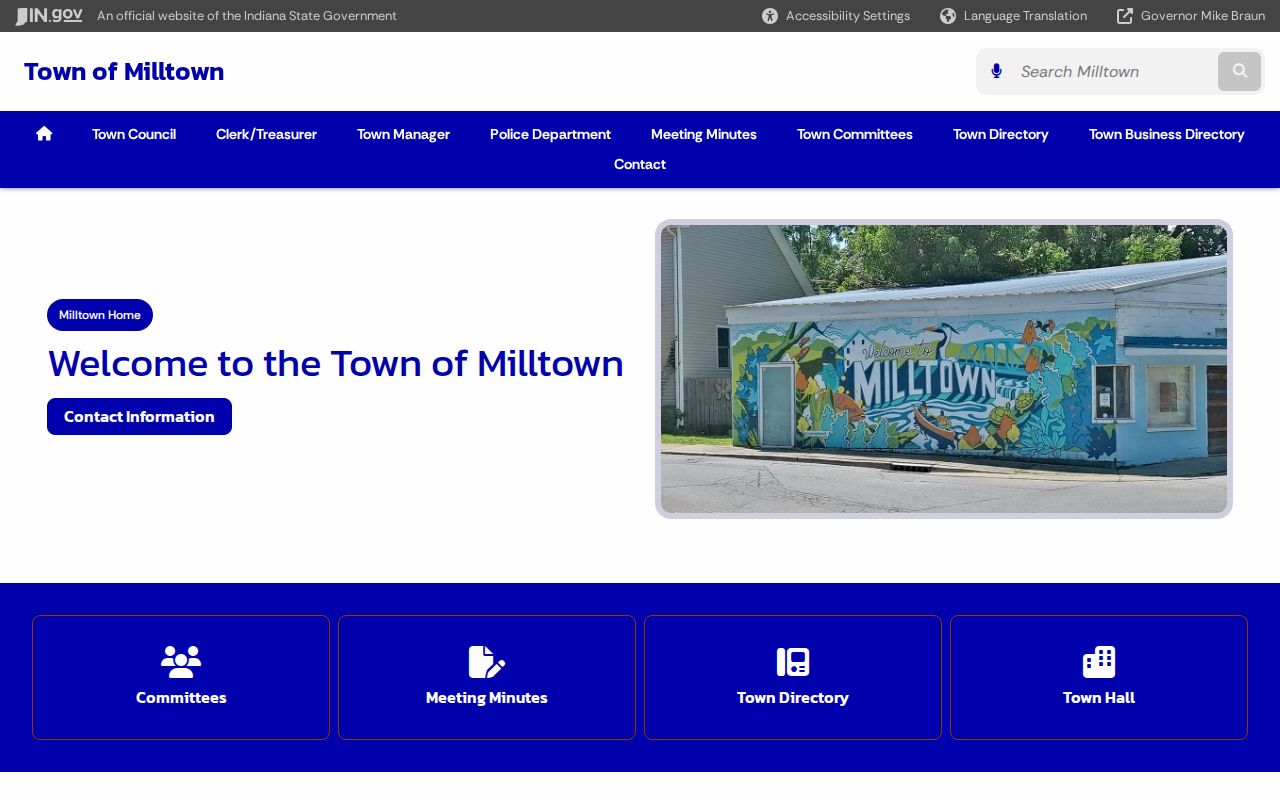 Official Indiana page for the Town of Milltown