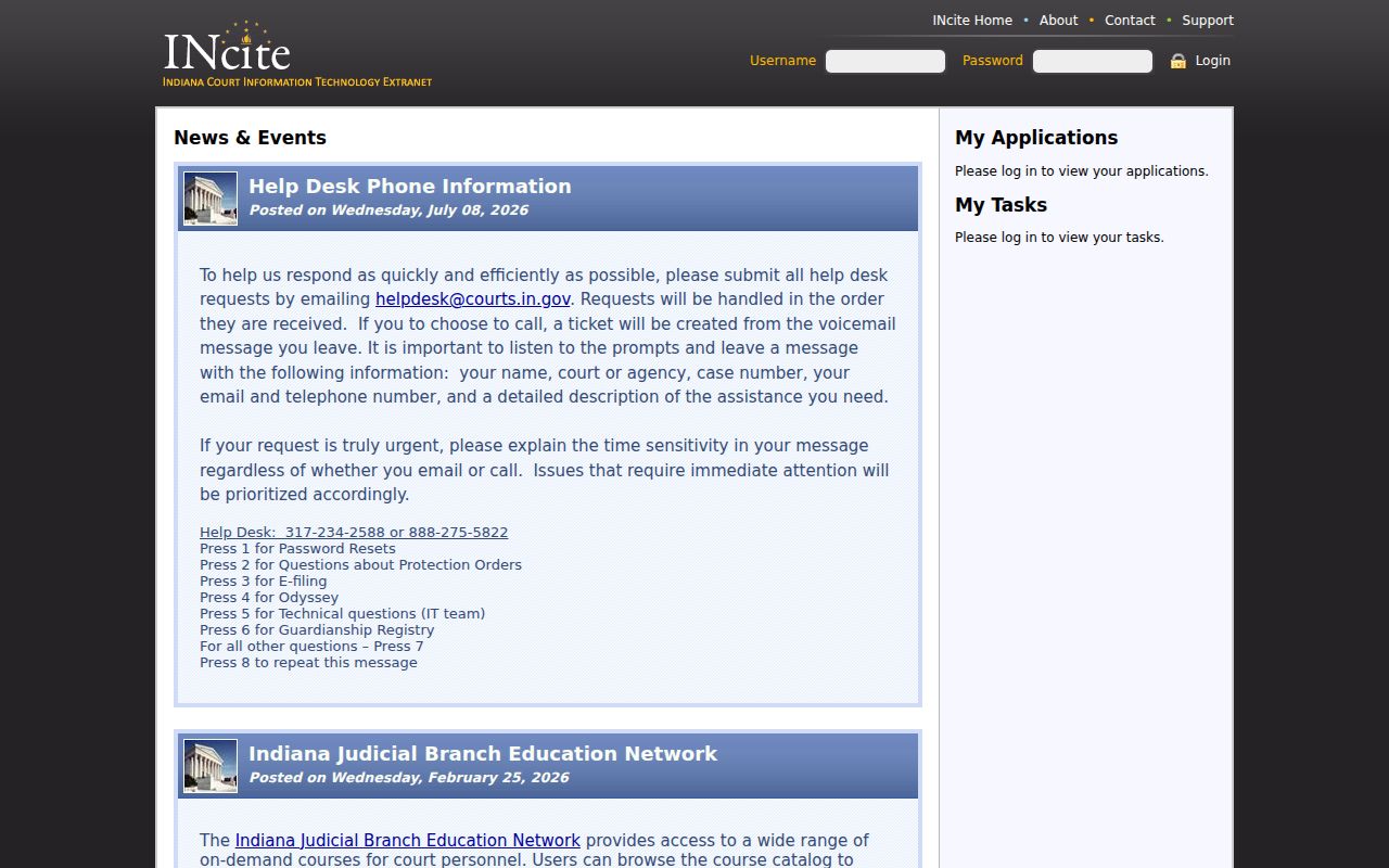 Indiana official Protection Order Search